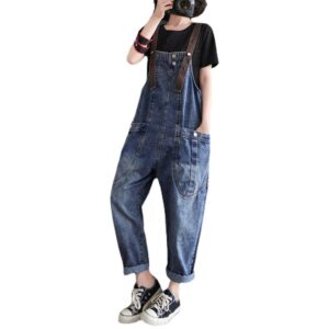 Denim Jumpsuit — Relaxed Button Bib