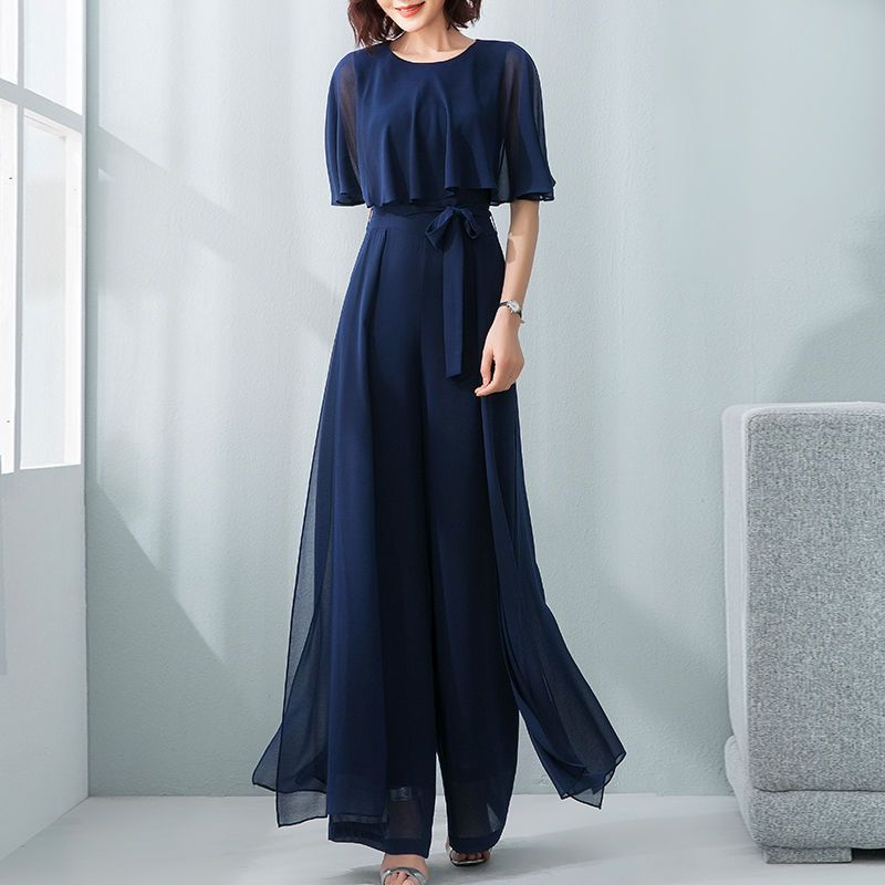 Jumpsuit — Ruffle-Sleeve Tie Waist