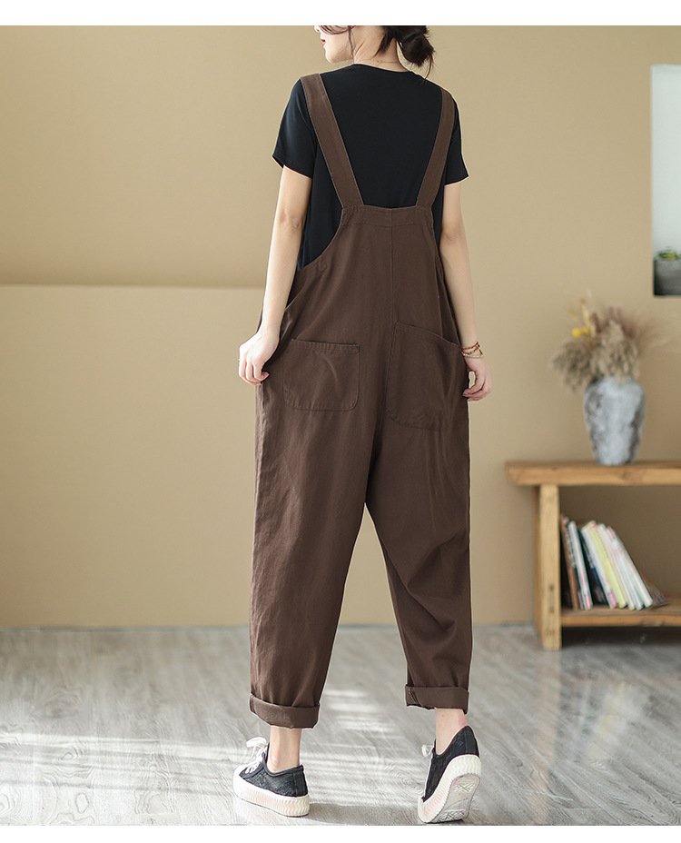 Jumpsuit — Cotton Scoop-Neck Wide Leg