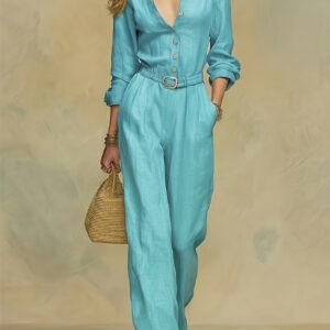 Jumpsuit — Collared Belted Workday