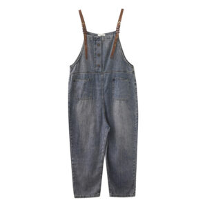 Denim Jumpsuit — Washed Wide-Leg Overalls