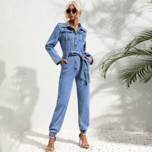 Denim Jumpsuit — Long-Sleeve Utility Shape