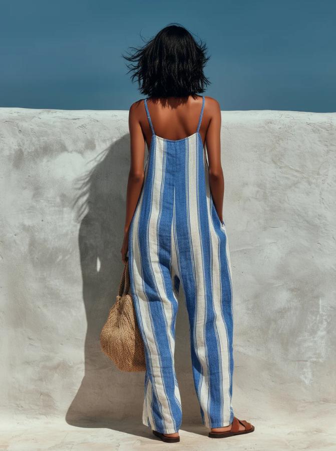 Jumpsuit — Vertical Stripe Wide Leg