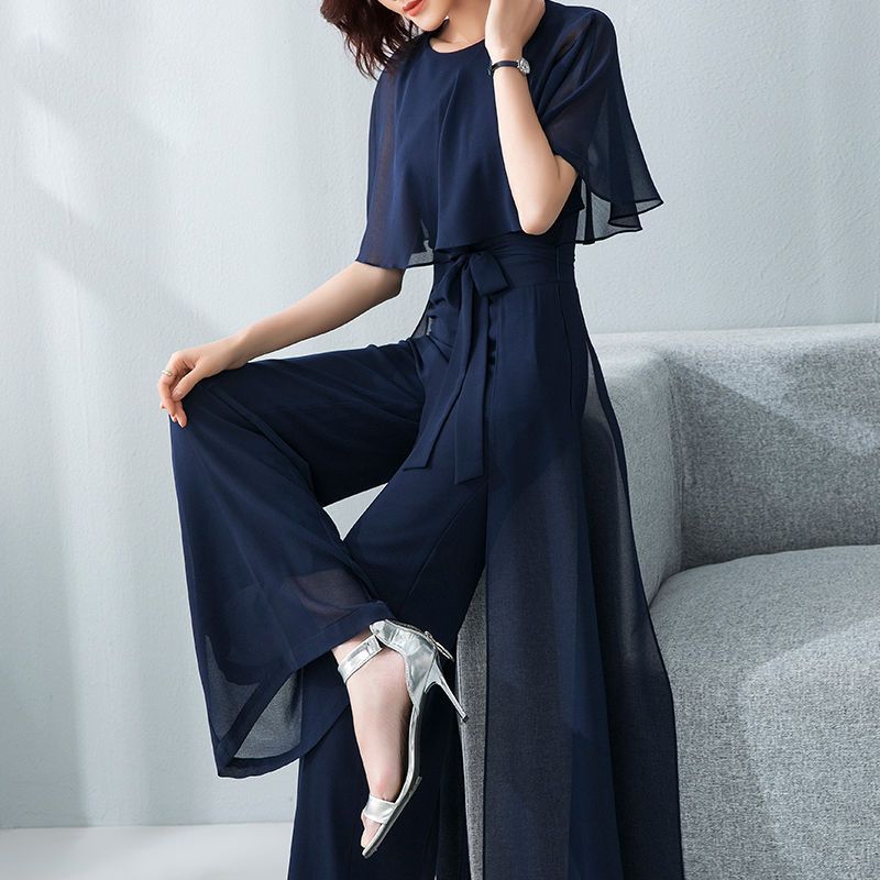Jumpsuit — Ruffle-Sleeve Tie Waist